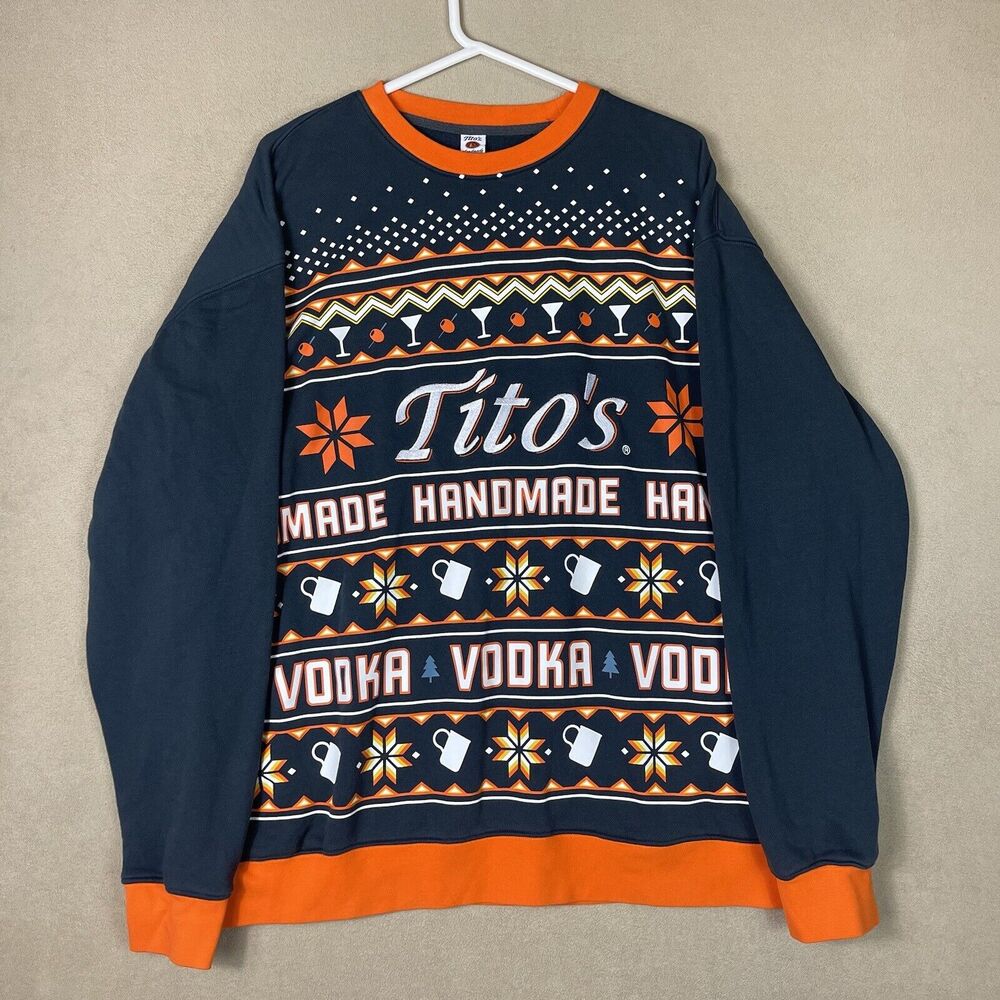 Tito's Handmade Vodka Mens XXL‎ Ugly Christmas Sweater Crew Neck Logo